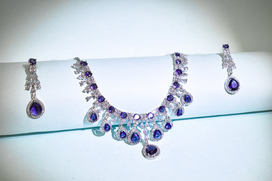 Regal Purple Diamond Necklace Set