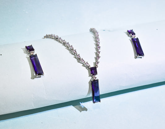 Radiant Purple Stone Necklace Set